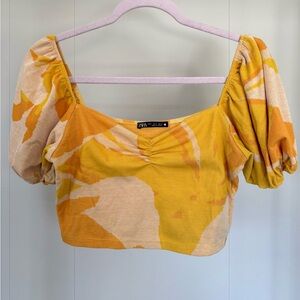 Zara Vibrant Yellow and Orange Crop Top